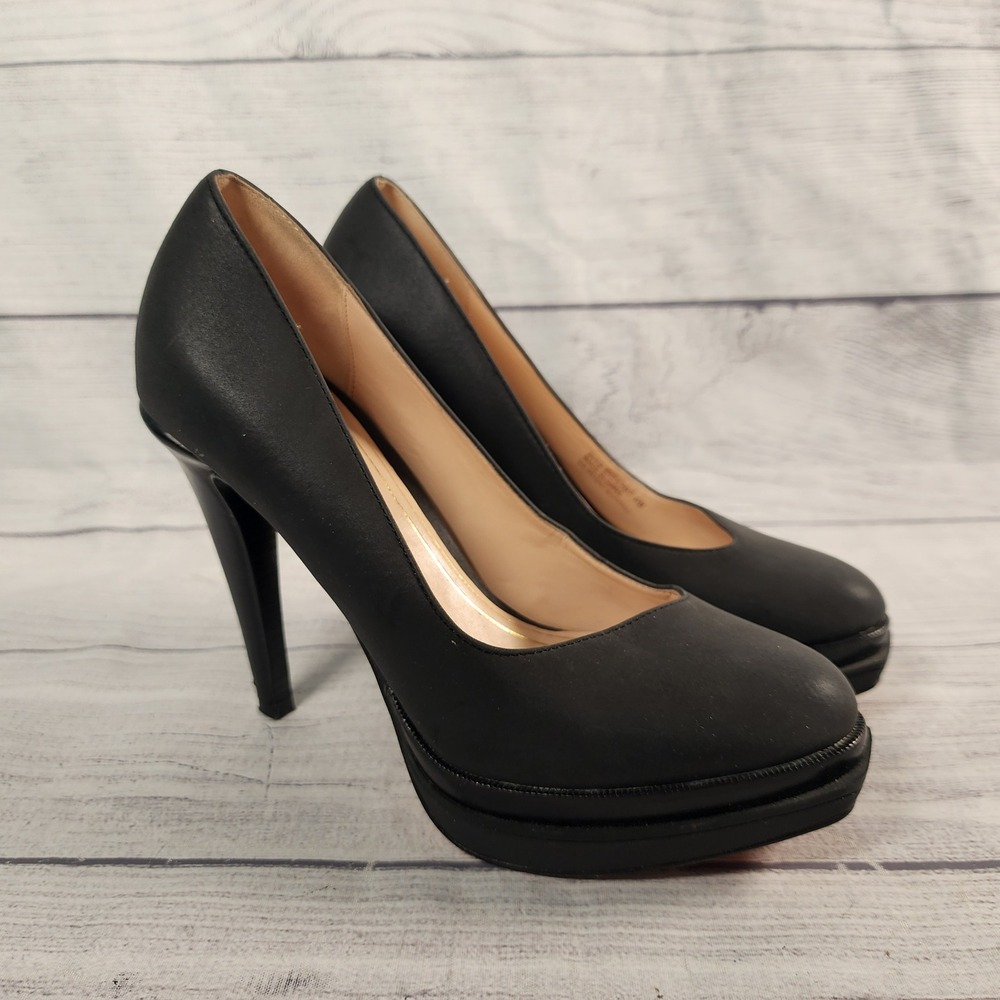 Cole Haan Nike Air Womens 6B Black Leather Platform Pumps Heels Round Toe